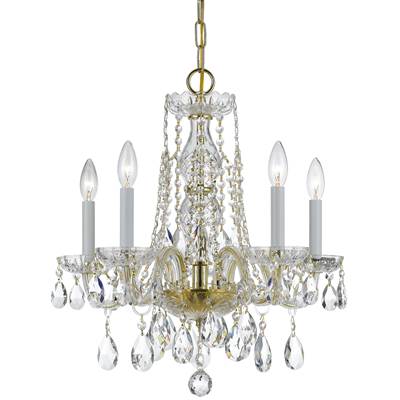 Crystorama Crystal 5 Lt Swarovski Strass Crystal Brass Mini Chandelier II