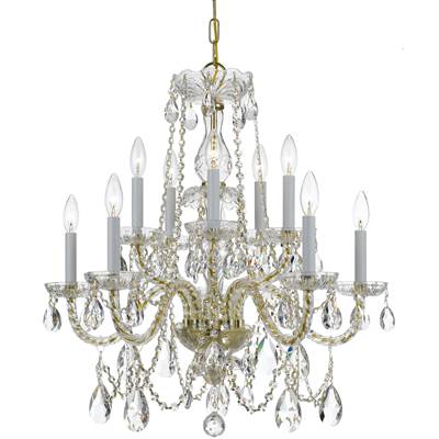 Crystorama Traditional Crystal 10 Light Clear Crystal Brass Chandelier II