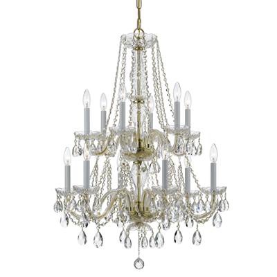 Crystorama Traditional Crystal 12 Light Clear Crystal Brass Chandelier IV