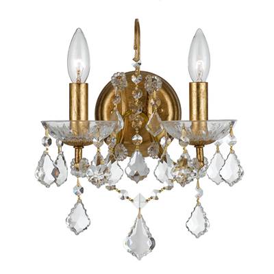 Crystorama Filmore 2 Light Spectra Crystal Gold Sconce