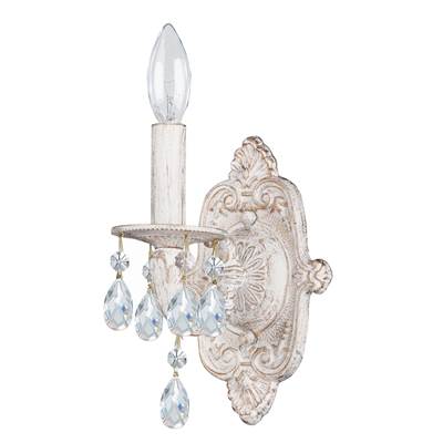 Crystorama Paris Market 1 Light Clear Crystal White Sconce