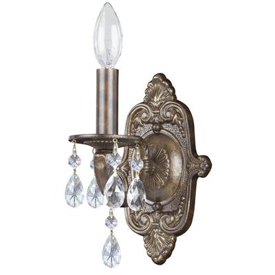 Crystorama Paris Market 1 Light Clear Crystal Bronze Sconce