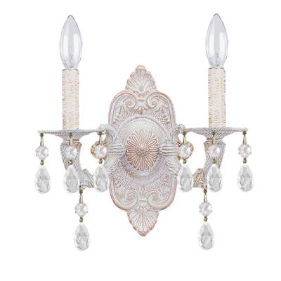 Crystorama Paris Market 2 Light Clear Crystal White Sconce I