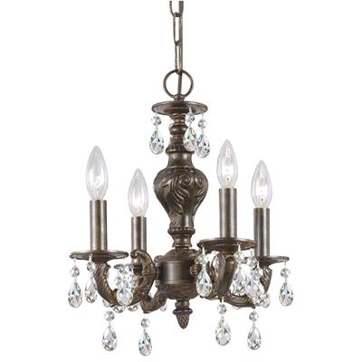 Crystorama Paris Market 4 Light Clear Crystal Bronze Mini Chandelier