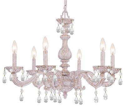 Crystorama Paris Market 6 Light Clear Crystal White Chandelier - Antique White - 5036-AW-CL-MWP