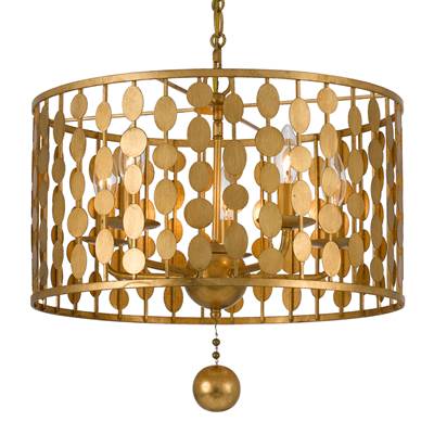 Crystorama Layla 5 Light Antique Gold Chandelier