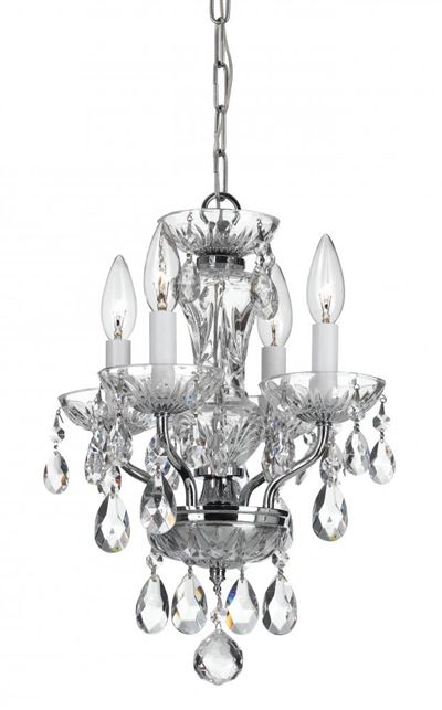 Crystorama Traditional 4 Light Italian Crystal Chrome Mini Chandelier - 5534-CH-CL-I