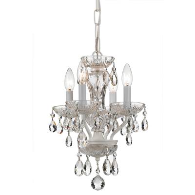 Crystorama Traditional Crystal 4 Light White Mini Chandelier