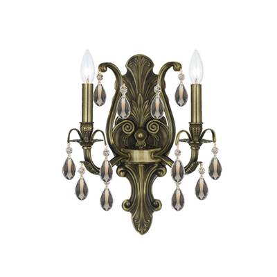 Crystorama Dawson 2 Light Golden Teak Crystal Brass Sconce II