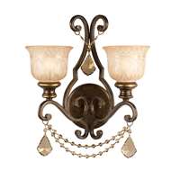 Crystorama Norwalk 2 Light Golden Teak Crystal Bronze Sconce