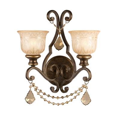 Crystorama Norwalk 2 Light Golden Teak Crystal Bronze Sconce