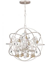 Crystorama Solaris 5 Light Gold Crystal Silver Sphere Chandelier - Olde Silver - 9026-OS-GS-MWP