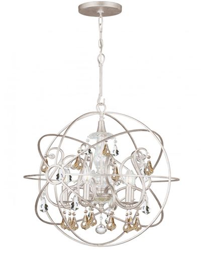 Crystorama Solaris 5 Light Gold Crystal Silver Sphere Chandelier - Olde Silver - 9026-OS-GS-MWP