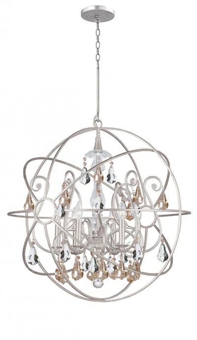 Crystorama Solaris 6 Light Gold Crystal Silver Sphere Chandelier - Olde Silver - 9028-OS-GS-MWP