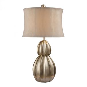 Marion Table Lamp In Antique Silver Leaf With Nanty White Shade