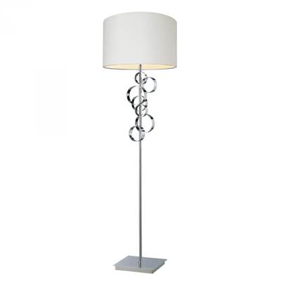 Dimond  Avon Comtemporary Chrome Floor Lamp With Intertwined Circular Design With A White Hardbacked Shad D1476
