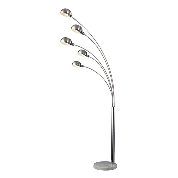 Elk Penbrook Arc 5-Light Floor Lamp With Metal Shades - Chrome, White - D2173