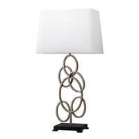 Dimond  Knox Mulitple Circle Designed Table Lamp In An Antique Silver  Finish With A Pure White Faux Silk Sh D2247
