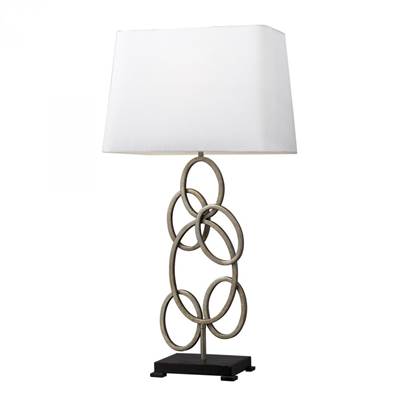 Dimond  Knox Mulitple Circle Designed Table Lamp In An Antique Silver  Finish With A Pure White Faux Silk Sh D2247