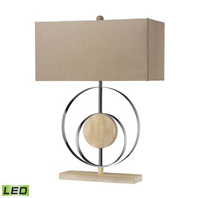 Shiprock Bleached Wood LED Table Lamp in Chrome