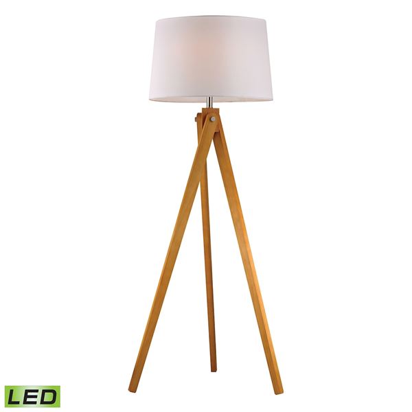 Elk Wooden Tripod Floor Lamp - Natural Wood Tone - D2469-LED