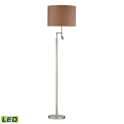 Beaufort LED Floor Lamp in Satin Nickel With Adjustable LED Reading Light