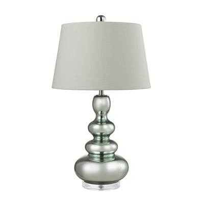 Stacked Gourd Table Lamp in Silvery Mercury With Light Green Accents