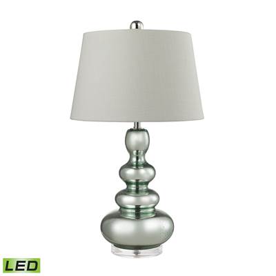 Stacked Gourd LED Table Lamp in Silvery Mercury With Light Green Accents