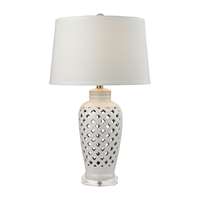 Elk Openwork Ceramic Table Lamp with White Shade - D2621