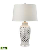 Elk Openwork Ceramic Table Lamp with White Shade - LED - D2621-LED