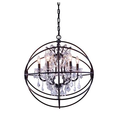 Geneva 6-LT Dark Bronze Chandelier Clear Royal Cut Crystal