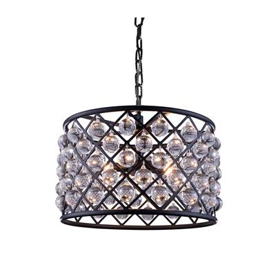 Madison 6-LT Matte Black Pendant Clear Royal Cut Crystal