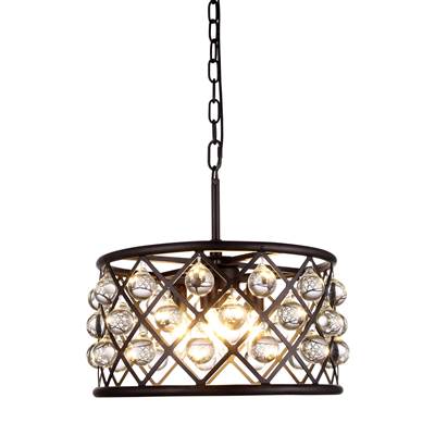 Madison 4-LT Matte Black Pendant Clear Royal Cut Crystal