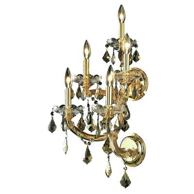 Maria Theresa 5-LT Golden Teak Wall Sconce Golden Teak Royal Cut Crystal