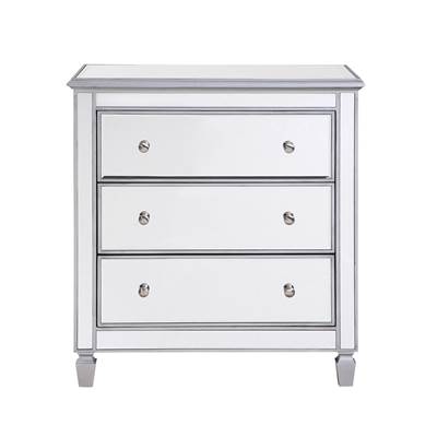 3 Drawer Bedside Cabinet In Hand Rubbed Antique Silver