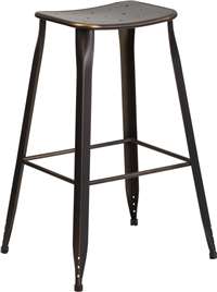 30'' High Distressed Copper Metal Indoor-Outdoor Barstool