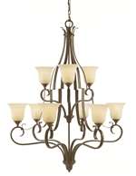 Murray Feiss Vista 9-Light Multi-Tier Chandelier in Corinthian Bronze Finish - F2041/6+3CB