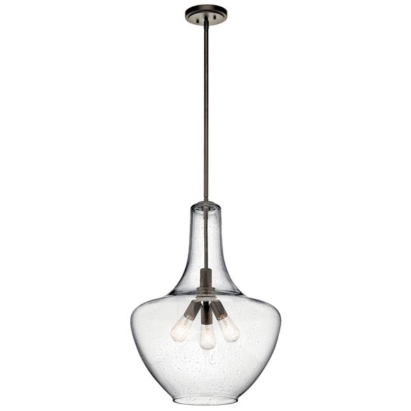 3-LT Everly Pendant with Clear Seeded Glass