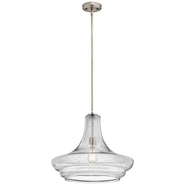 Everly 1-LT Pendant Clear Seeded Glass