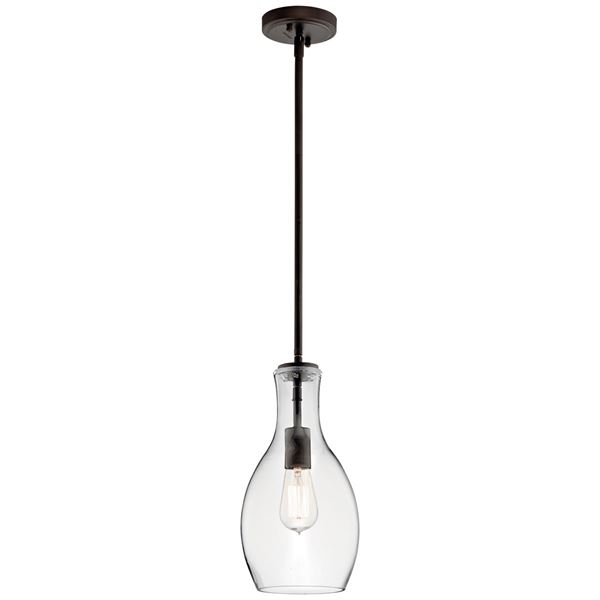 Everly 1-LT Pendant in with Clear Glass