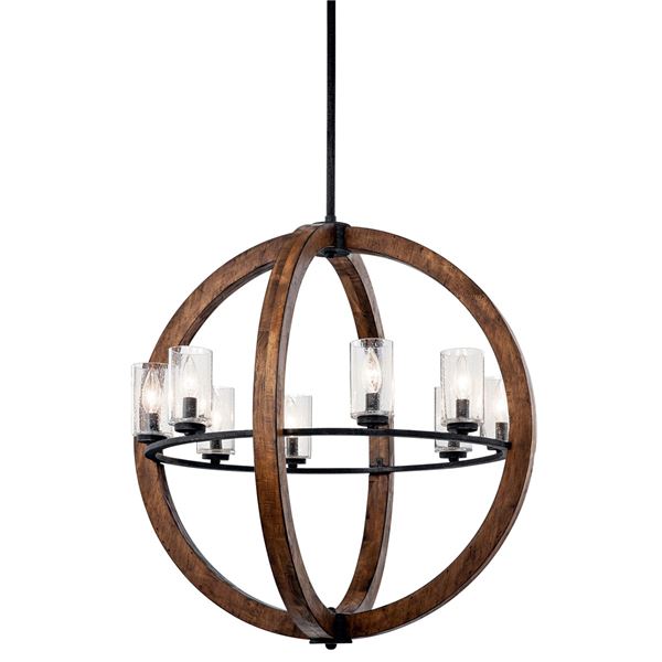 Grand Bank 8-LT Chandelier Auburn Stained