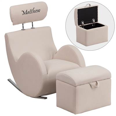 Personalized HERCULES Series Beige Fabric Rocking Chair