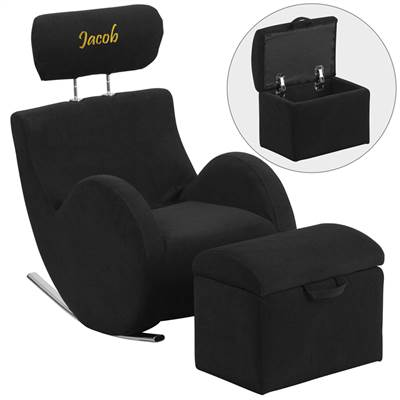 Personalized HERCULES Series Black Fabric Rocking Chair