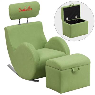 Personalized HERCULES Series Green Fabric Rocking Chair