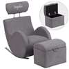 Personalized HERCULES Series Gray Fabric Rocking Chair with Storage Ottoman