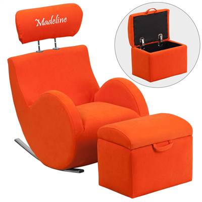 Personalized HERCULES Series Orange Fabric Rocking Chair