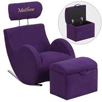 Personalized HERCULES Series Purple Fabric Rocking Chair - LD-2025-PU-TXTEMB-GG