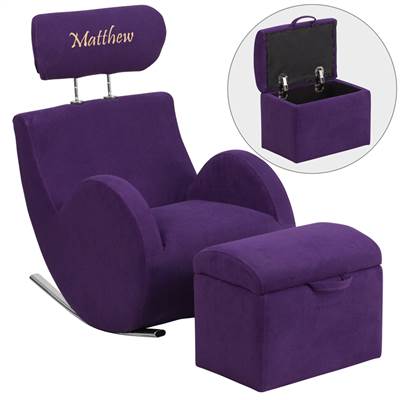 Personalized HERCULES Series Purple Fabric Rocking Chair