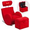 Personalized HERCULES Series Red Fabric Rocking Chair with Storage Ottoman