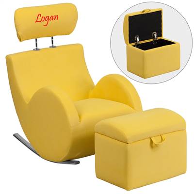 Personalized HERCULES Series Yellow Fabric Rocking Chair